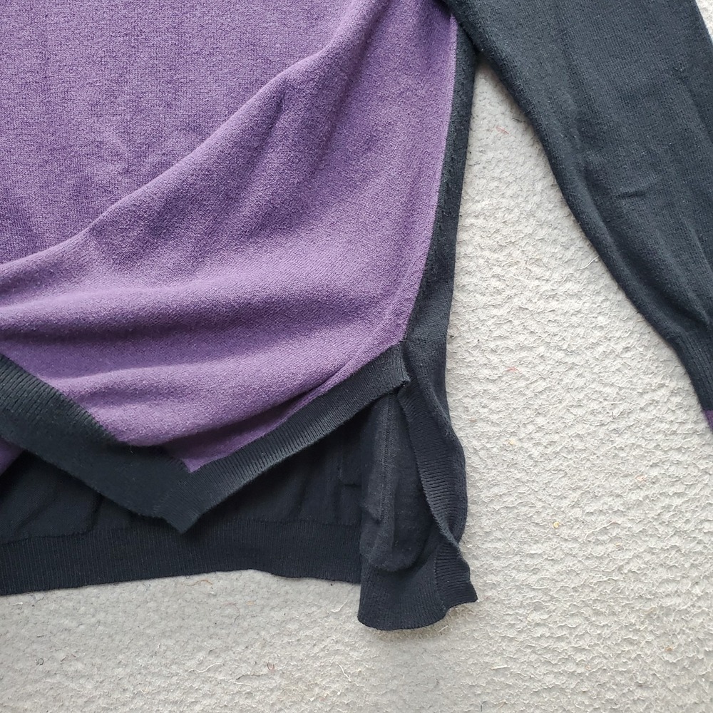 Lisa Todd Sweater Womens Medium Multi Two Tone Long Sleeve Side‎ Slit Rib V-Neck - Picture 6 of 6